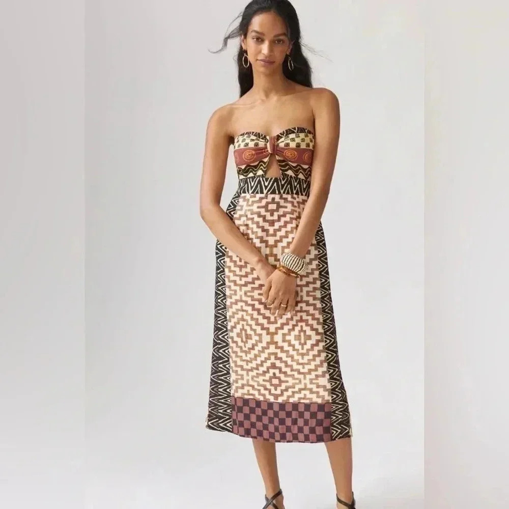 Anthropologie Verb Geo Cut-Out Midi Dress Size 10 NWT